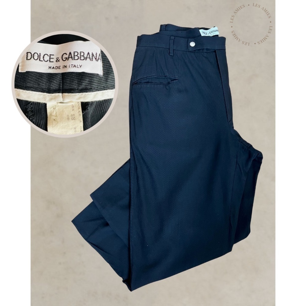 Vintage DOLCE and CABBANA Made in Italy Black High Waist Straight Trousers Pants